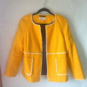 Boden Cropped Ida Textured Sunny Yellow Cotton Blend Jacket US 8, UK12